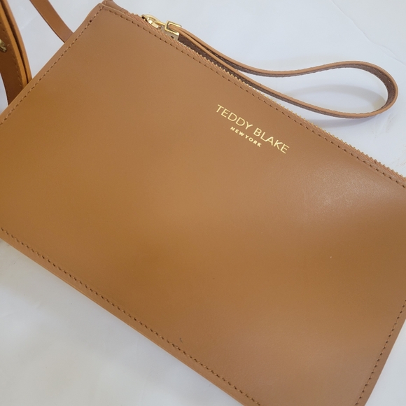 Gorgeous Teddy Blake Eliza Vitello 9” Bucket Leather Bag Camel Tan Purse Italy - Picture 14 of 16